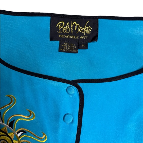 ✨🌞‎ Bob Mackie Wearable Art Silk Sun Embroidered Button Top 1X 🌞✨ - Picture 3 of 5